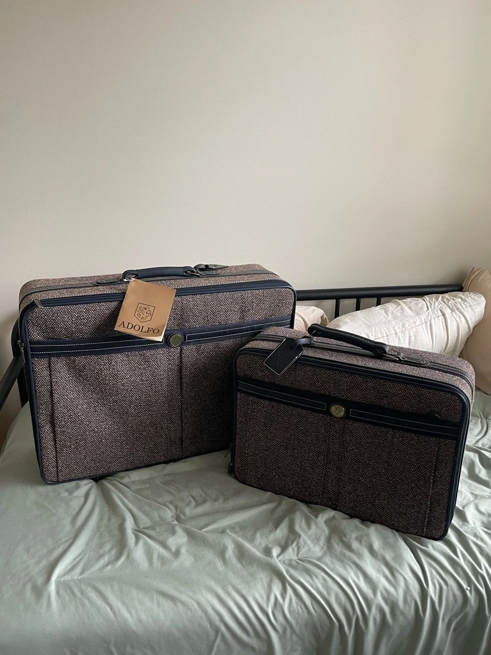 Adolfo Brown Tweed Garment & Travel Organizer Set